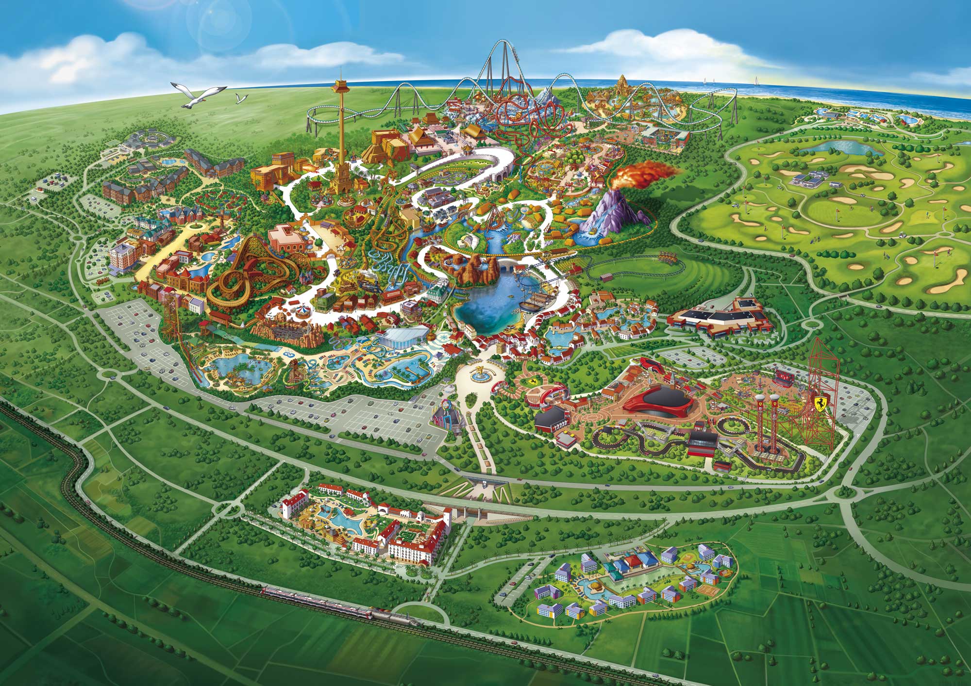 Ilustración publicitaria en Barcelona – Mapa oficial del parque Portaventura