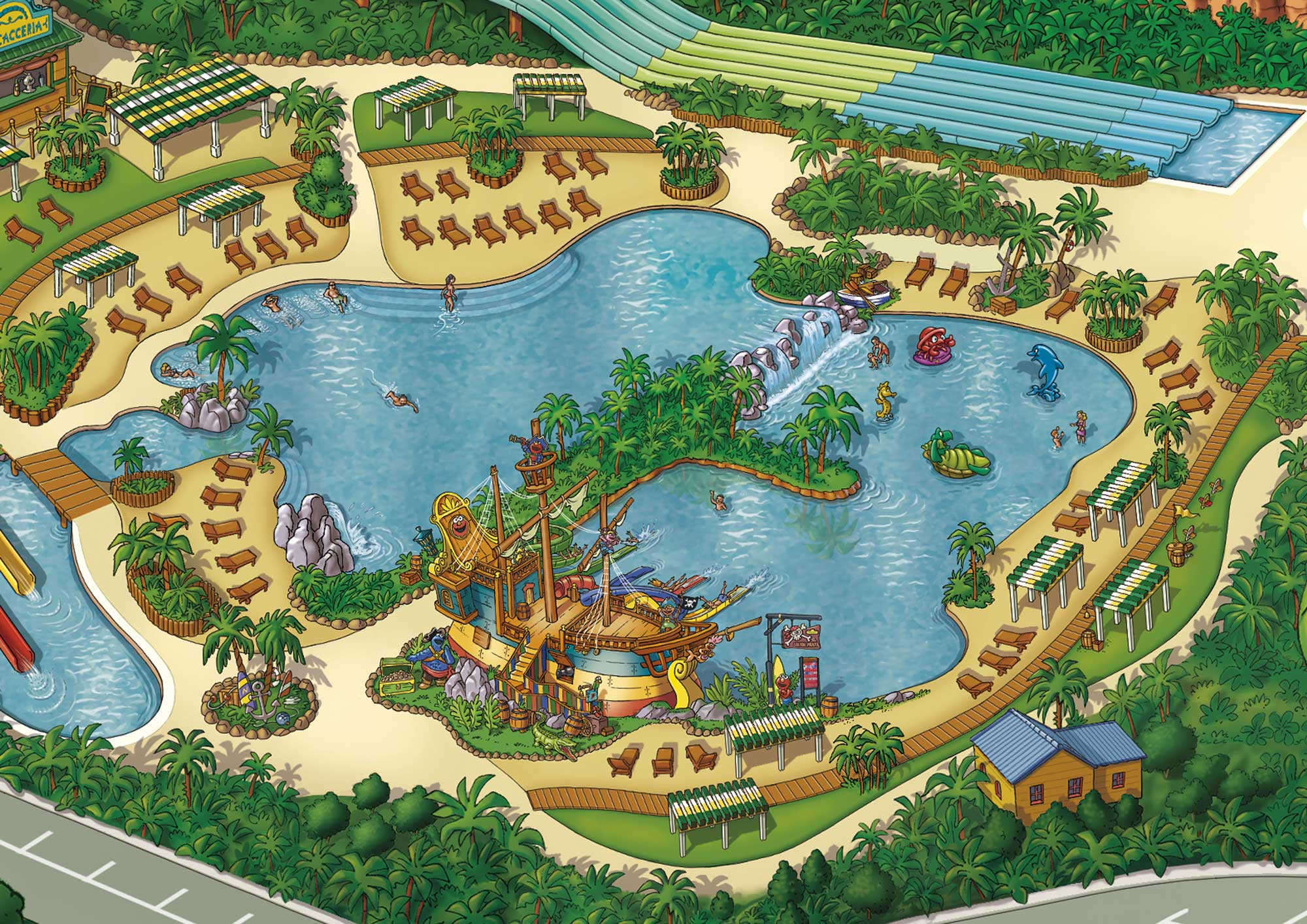 Mapa oficial del parque temático "Port Aventura World". Clientes: GREY Barcelona / Microbio Gentleman / Port Aventura World