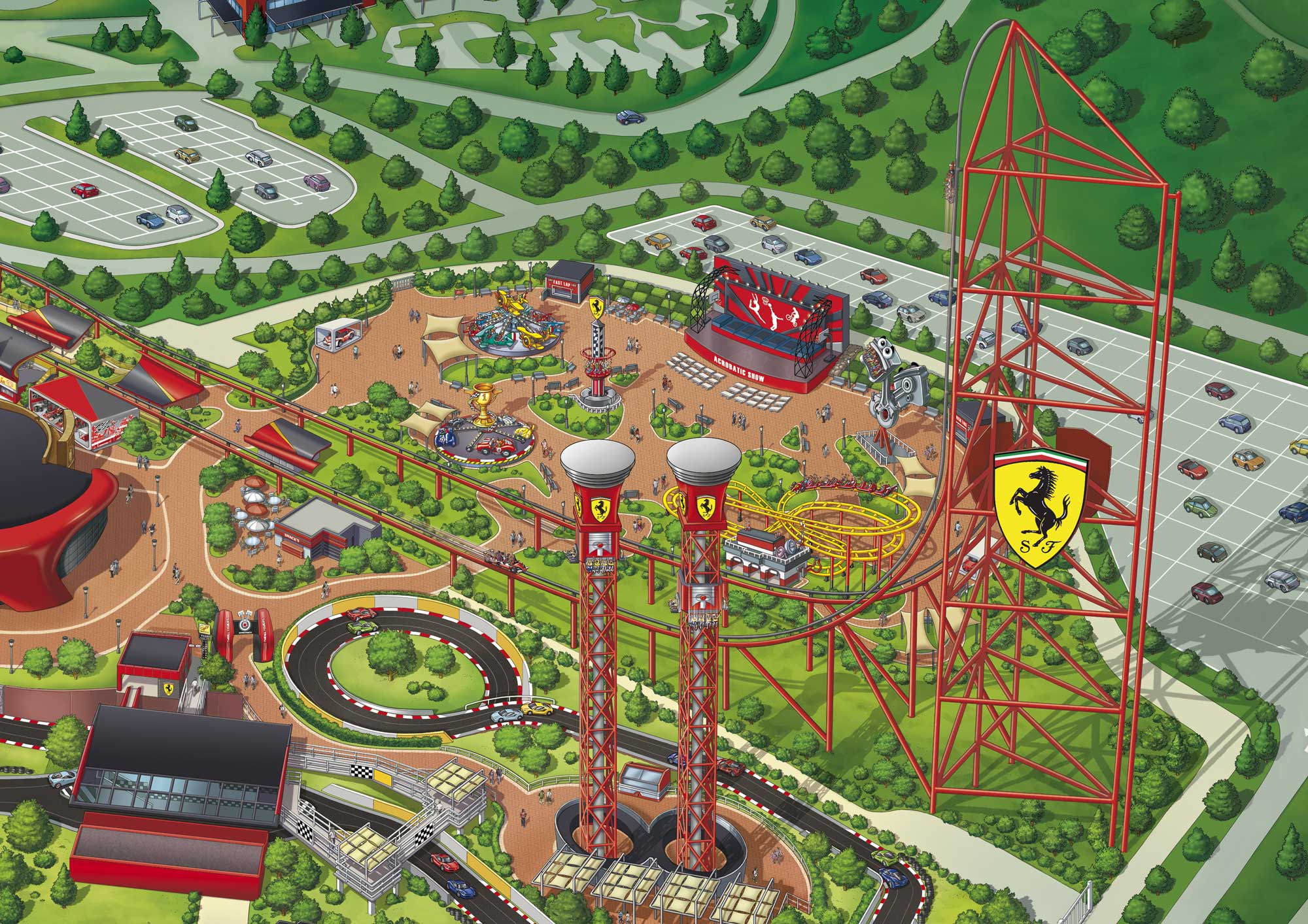 Ilustración publicitaria en Barcelona – Mapa oficial del parque Portaventura