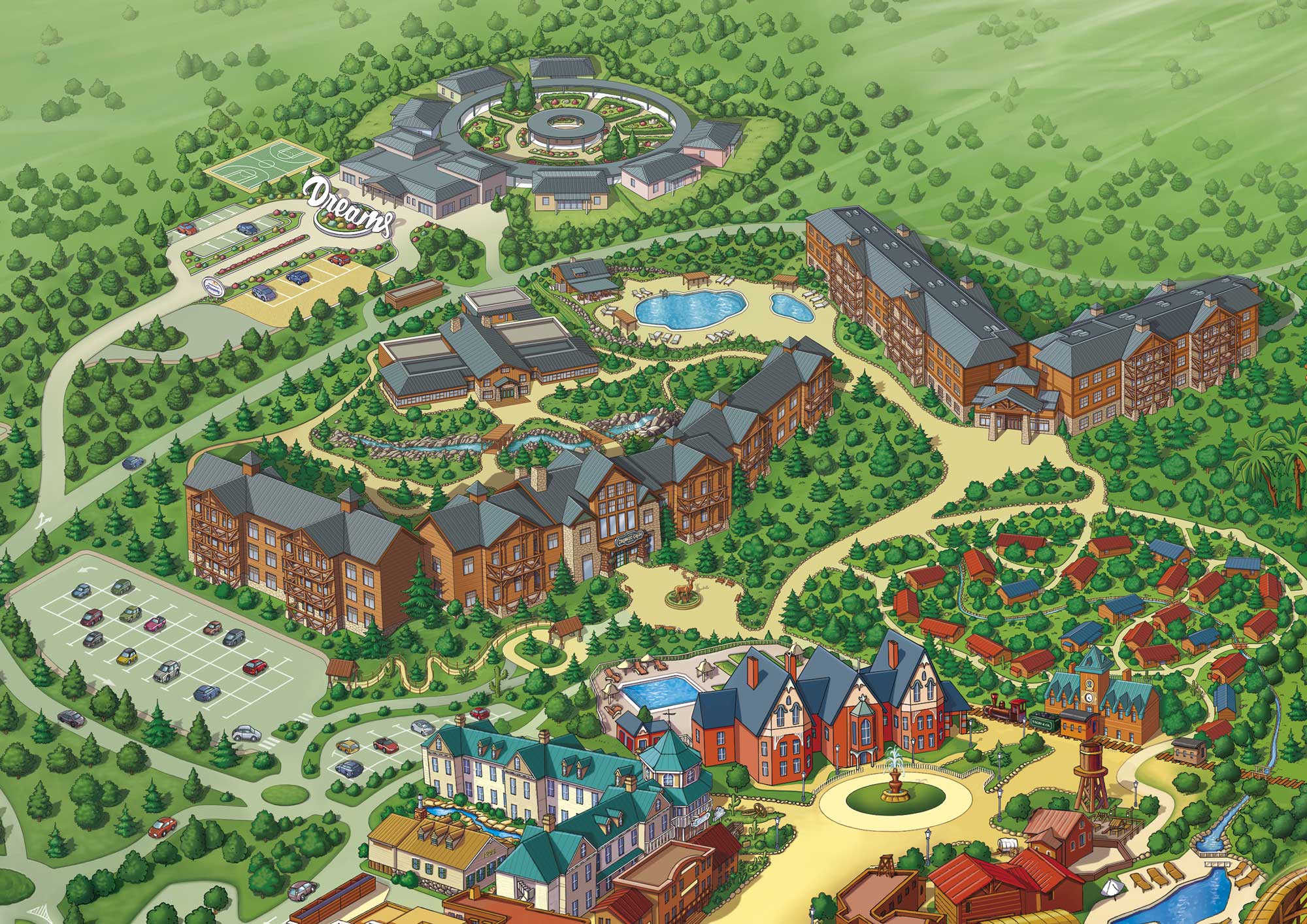 Ilustración publicitaria en Barcelona – Mapa oficial del parque Portaventura